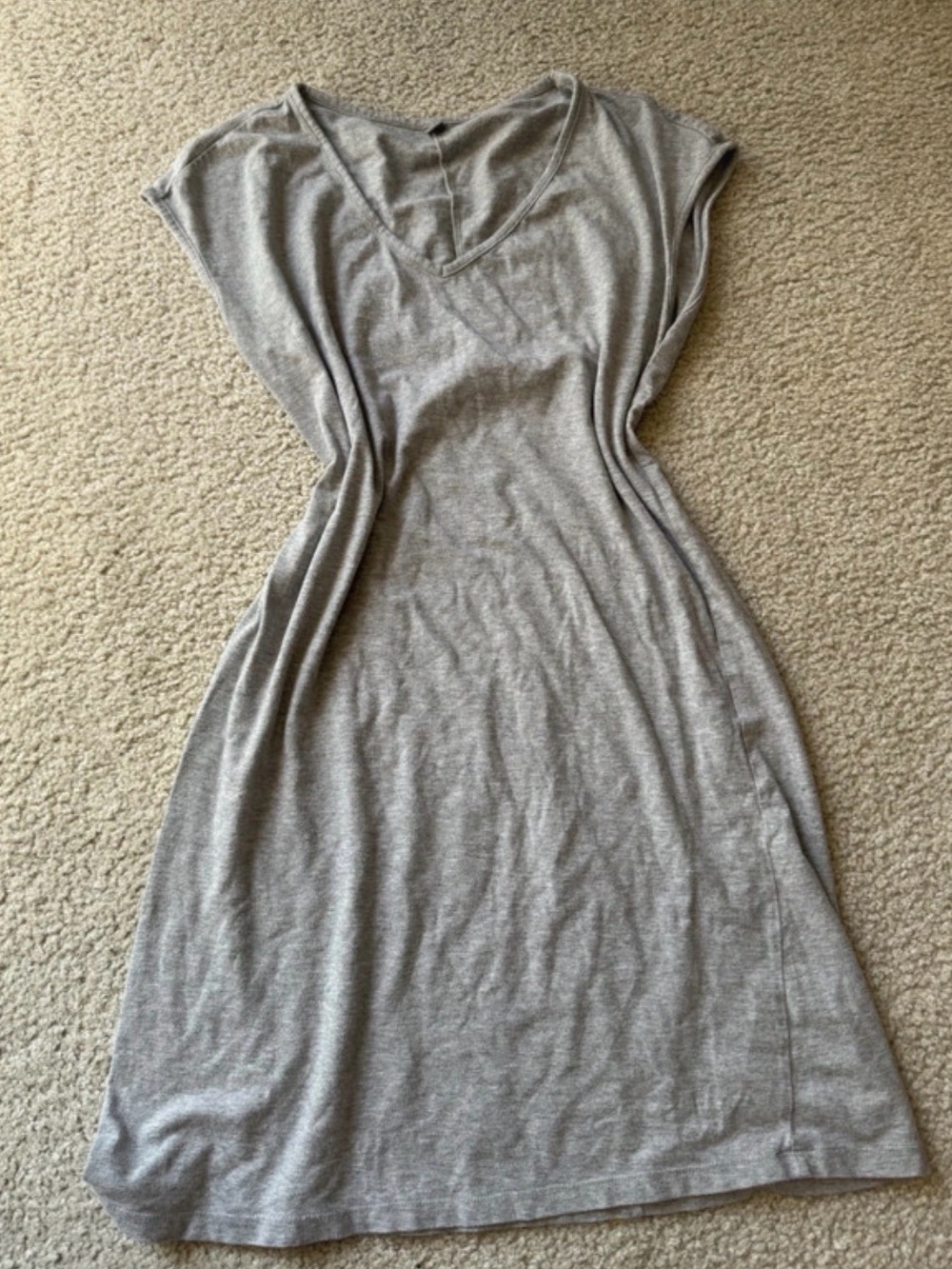 Uniqlo Light Gray Midi V-Neck Dress sexy night out